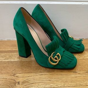 Gucci emerald green suede pumps